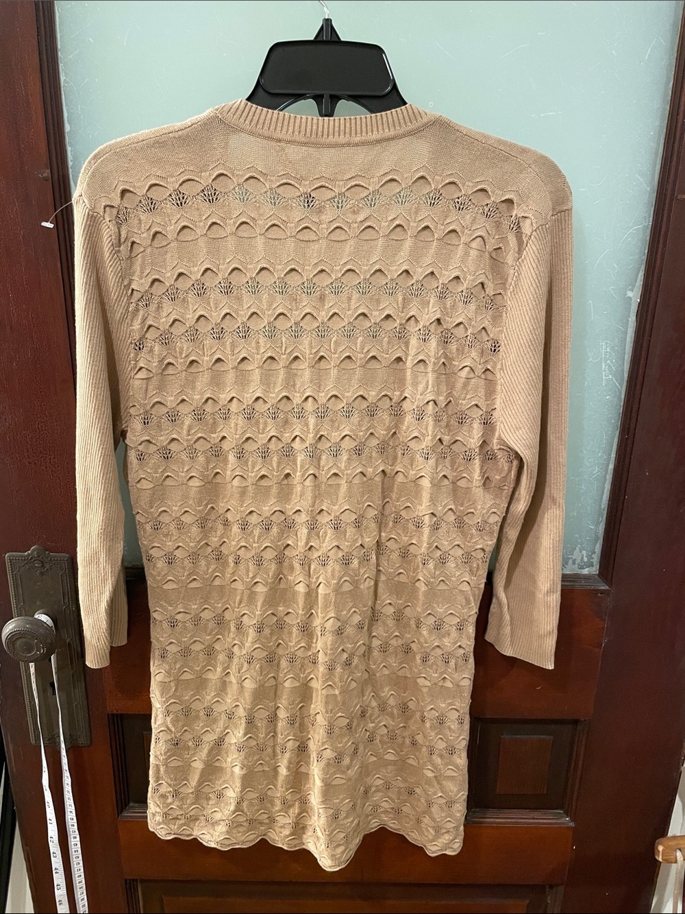 Trina Turk Beige Openwork Knit Long Cardigan - Picture 4 of 4